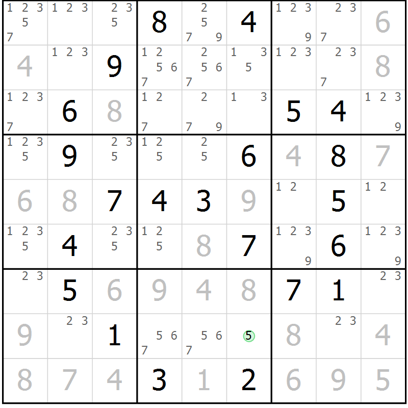 Position des candidats pour la solution de la Gr 62 page 65 du magazine de sudoku Virtuose n° 117