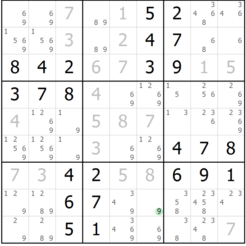 Position des candidats pour la solution de la Gr 63 page 66 du magazine de sudoku Virtuose n° 117