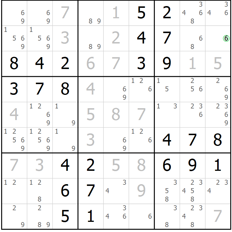 Position des candidats pour la solution de la Gr 63 page 66 du magazine de sudoku Virtuose n° 117