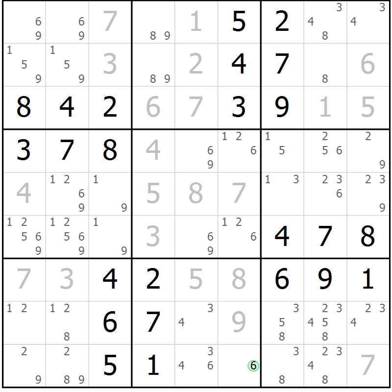 Position des candidats pour la solution de la Gr 63 page 66 du magazine de sudoku Virtuose n° 117