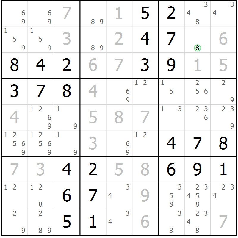 Position des candidats pour la solution de la Gr 63 page 66 du magazine de sudoku Virtuose n° 117
