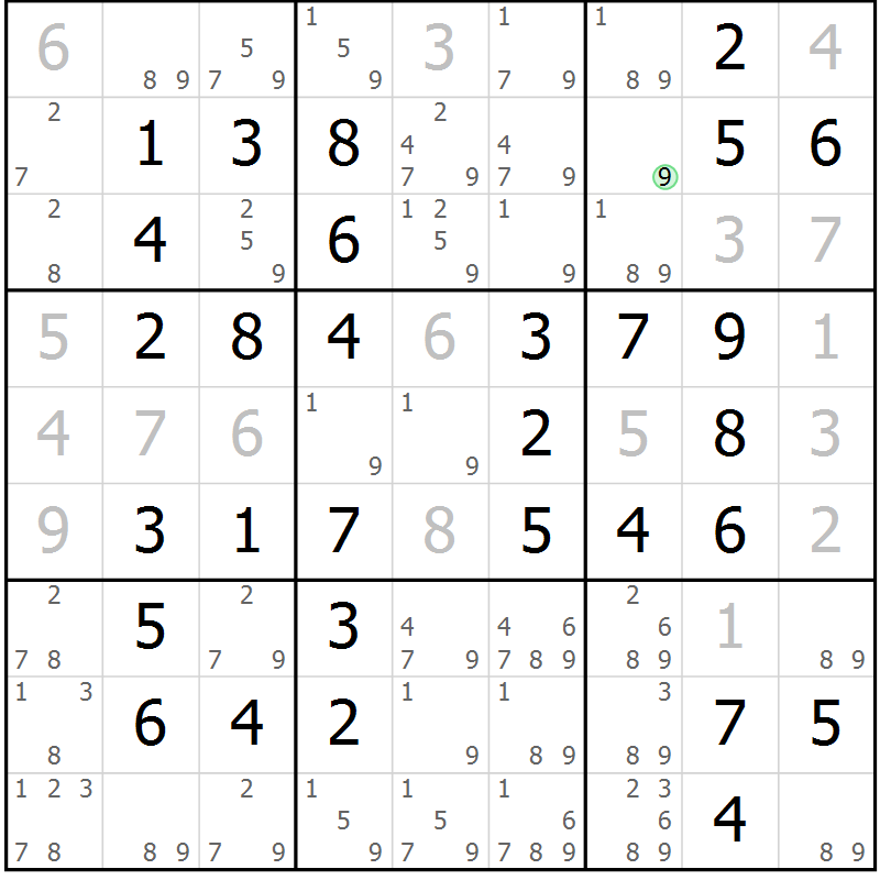 Position des candidats pour la solution de la Gr 64 page 67 du magazine de sudoku Virtuose n° 117