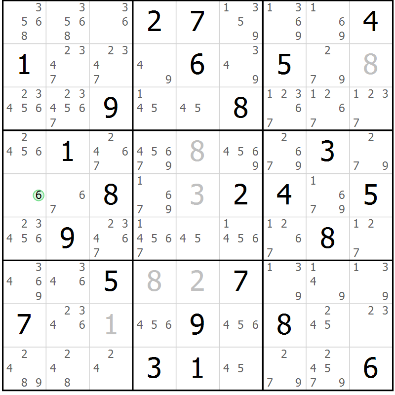 Position des candidats pour la solution de la Gr 65 page 68 du magazine de sudoku Virtuose n° 117