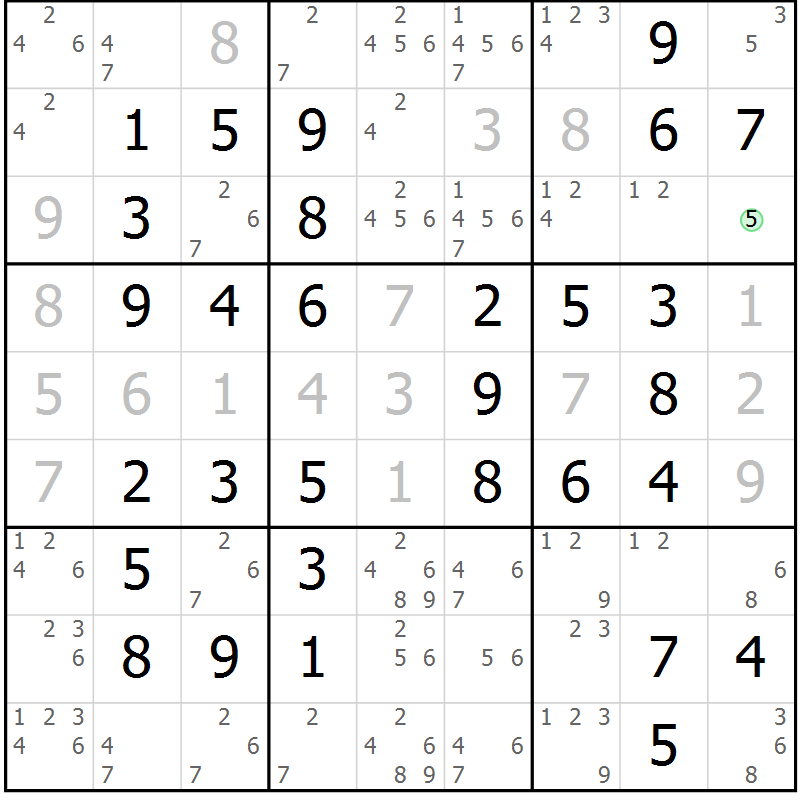 Position des candidats pour la solution de la Gr 66 page 69 du magazine de sudoku Virtuose n° 117