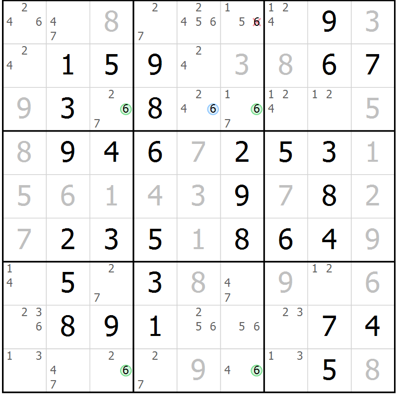 Position des candidats pour la solution de la Gr 66 page 69 du magazine de sudoku Virtuose n° 117