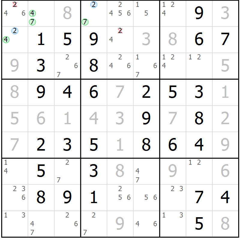 Position des candidats pour la solution de la Gr 66 page 69 du magazine de sudoku Virtuose n° 117