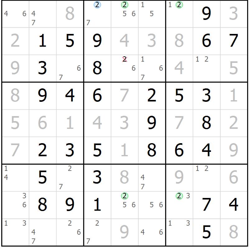 Position des candidats pour la solution de la Gr 66 page 69 du magazine de sudoku Virtuose n° 117
