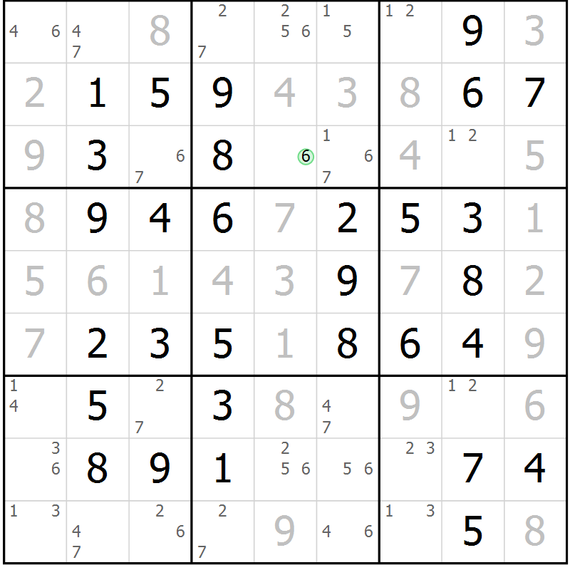 Position des candidats pour la solution de la Gr 66 page 69 du magazine de sudoku Virtuose n° 117