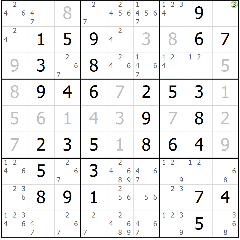 Position des candidats pour la solution de la Gr 66 page 69 du magazine de sudoku Virtuose n° 117