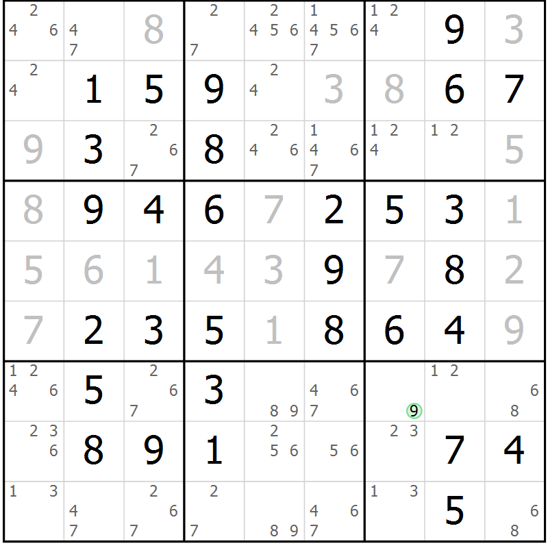 Position des candidats pour la solution de la Gr 66 page 69 du magazine de sudoku Virtuose n° 117