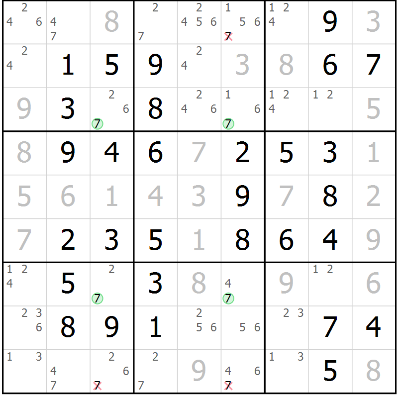 Position des candidats pour la solution de la Gr 66 page 69 du magazine de sudoku Virtuose n° 117