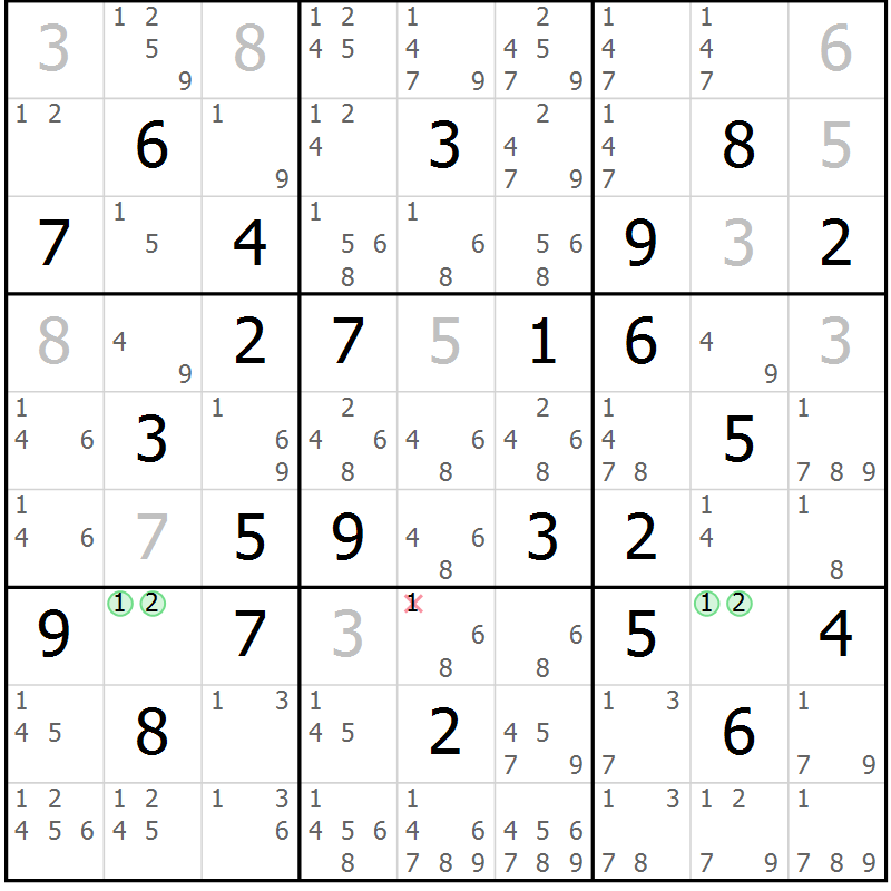 Position des candidats pour la solution de la Gr 67 page 70 du magazine de sudoku Virtuose n° 117