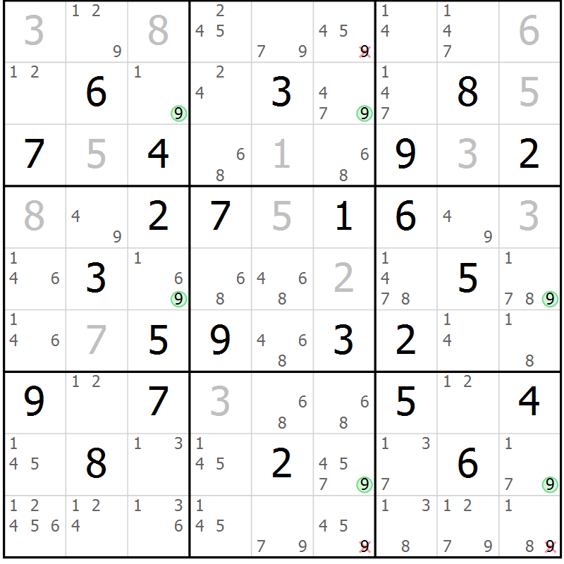 Position des candidats pour la solution de la Gr 67 page 70 du magazine de sudoku Virtuose n° 117