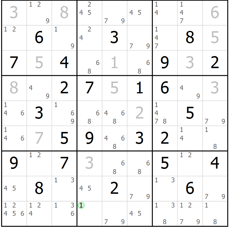 Position des candidats pour la solution de la Gr 67 page 70 du magazine de sudoku Virtuose n° 117