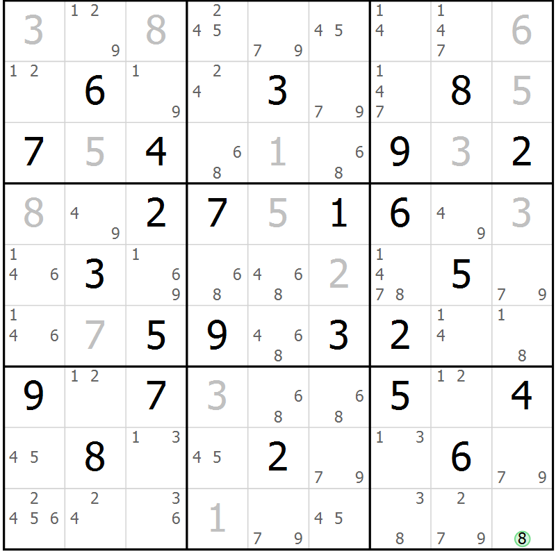 Position des candidats pour la solution de la Gr 67 page 70 du magazine de sudoku Virtuose n° 117