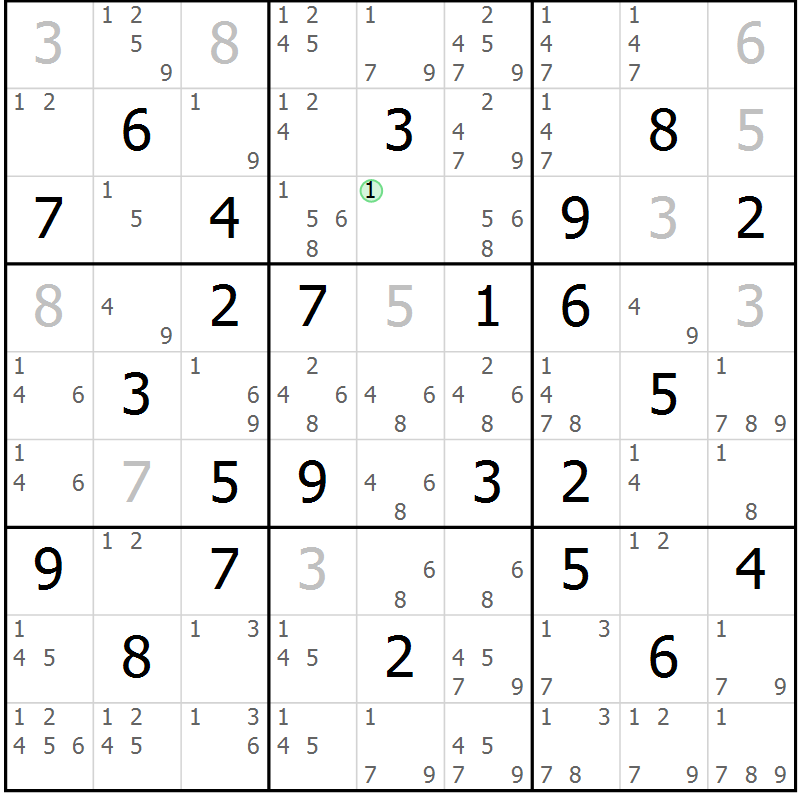 Position des candidats pour la solution de la Gr 67 page 70 du magazine de sudoku Virtuose n° 117