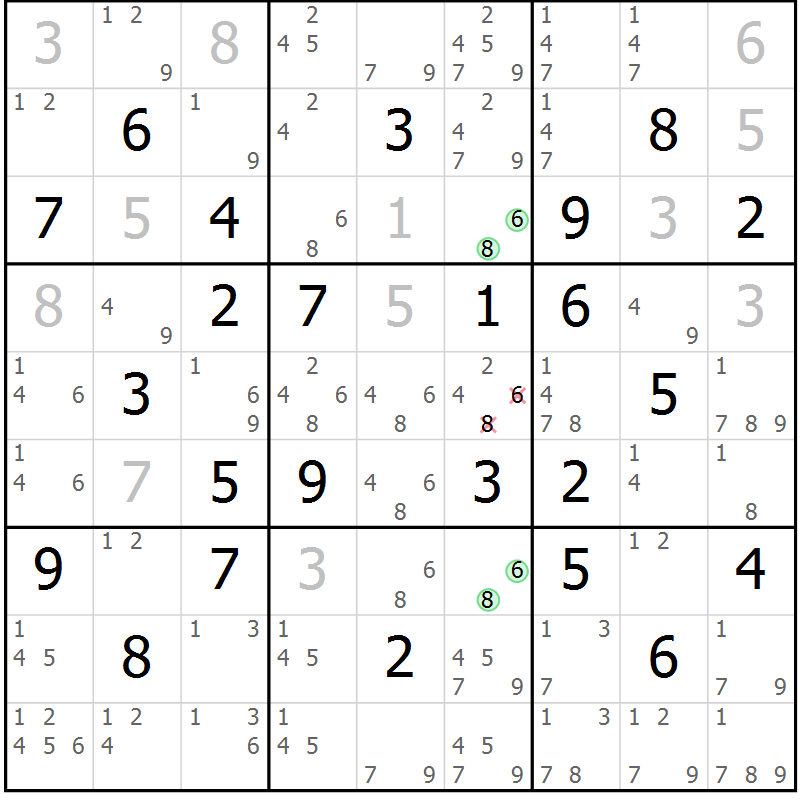 Position des candidats pour la solution de la Gr 67 page 70 du magazine de sudoku Virtuose n° 117