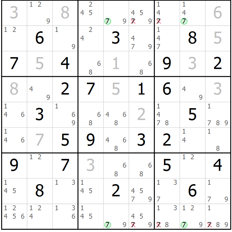 Position des candidats pour la solution de la Gr 67 page 70 du magazine de sudoku Virtuose n° 117