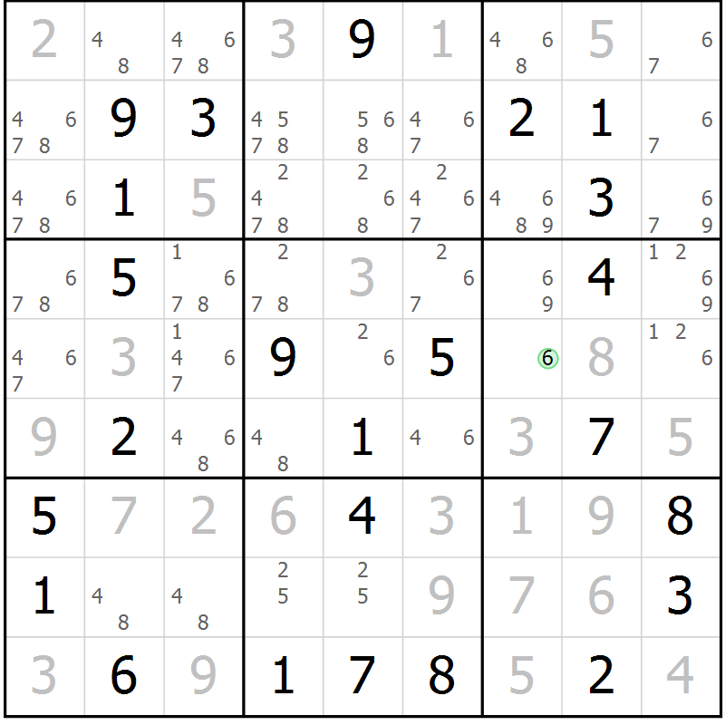 Position des candidats pour la solution de la Gr 68 page 71 du magazine de sudoku Virtuose n° 117