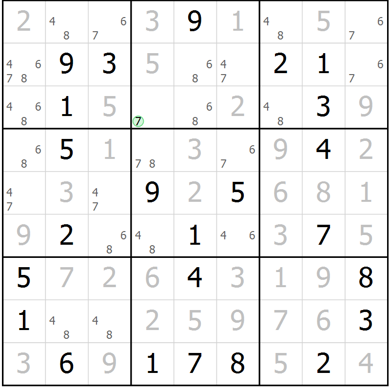 Position des candidats pour la solution de la Gr 68 page 71 du magazine de sudoku Virtuose n° 117
