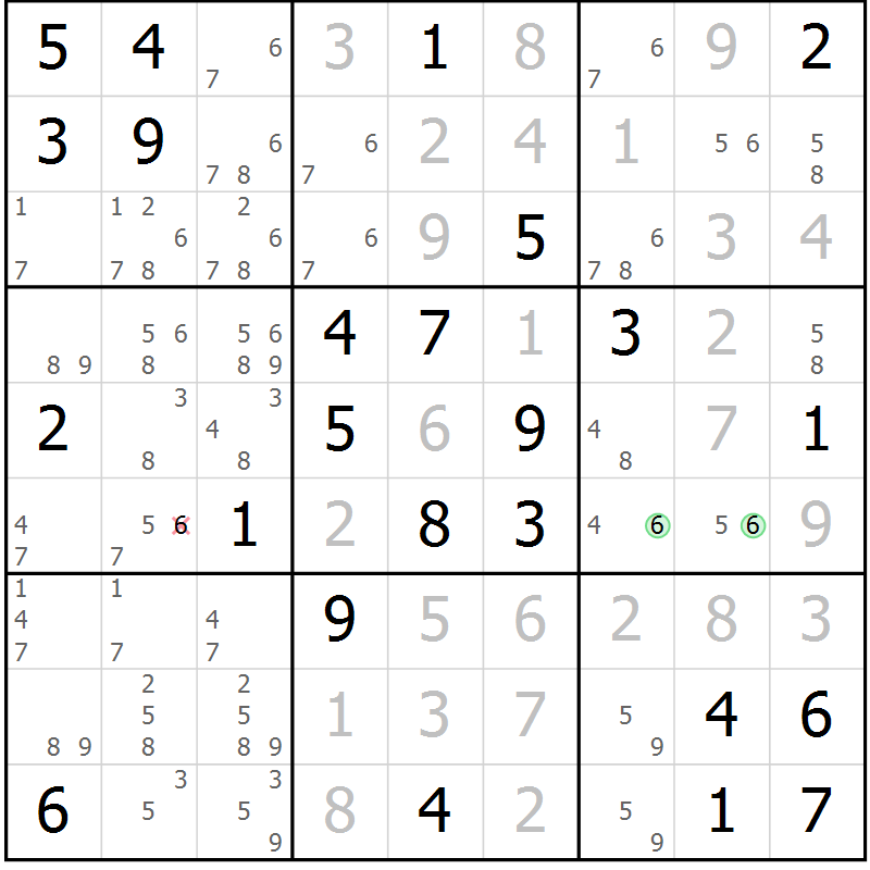 Position des candidats pour la solution de la Gr 69 page 72 du magazine de sudoku Virtuose n° 117