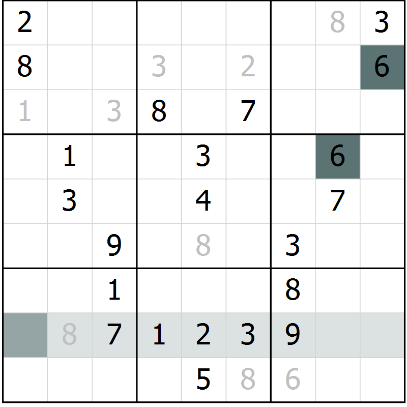 Position des candidats pour la solution de la Gr 7 page 10 du magazine de sudoku Virtuose n° 117