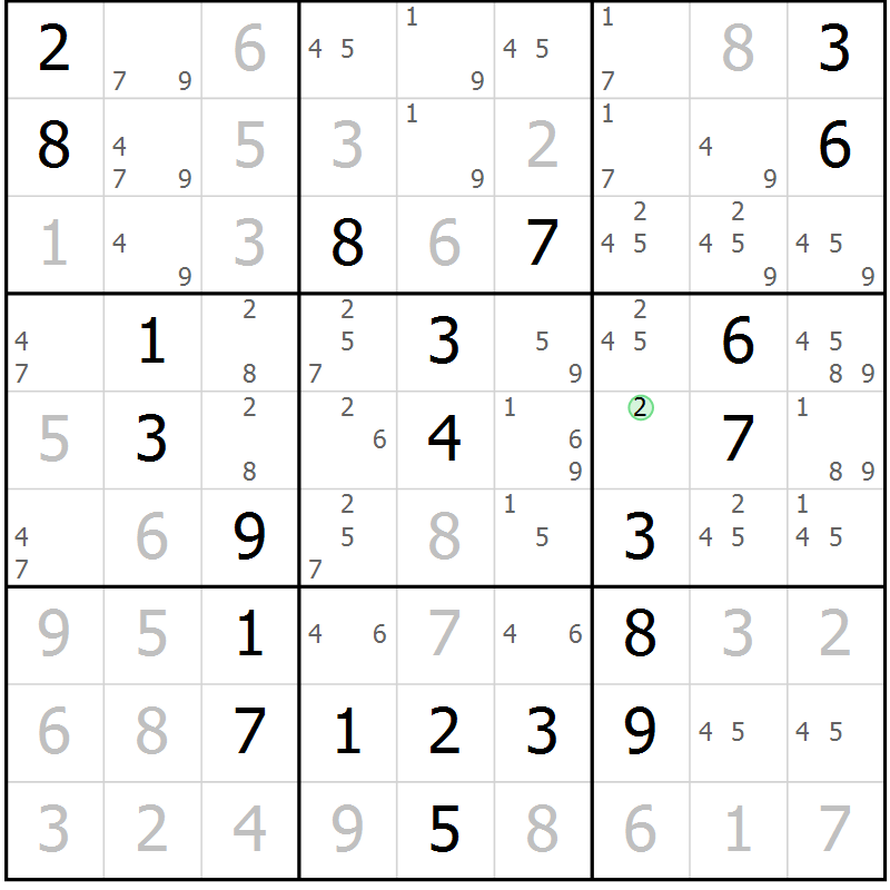 Position des candidats pour la solution de la Gr 7 page 10 du magazine de sudoku Virtuose n° 117