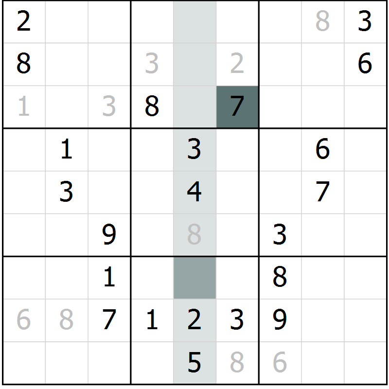 Position des candidats pour la solution de la Gr 7 page 10 du magazine de sudoku Virtuose n° 117