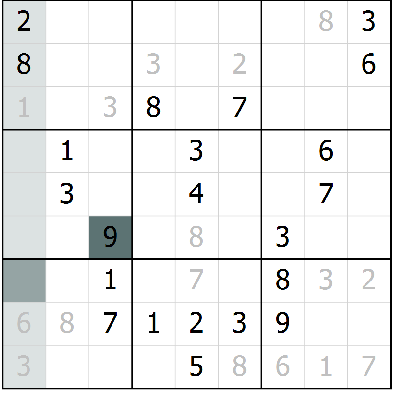 Position des candidats pour la solution de la Gr 7 page 10 du magazine de sudoku Virtuose n° 117