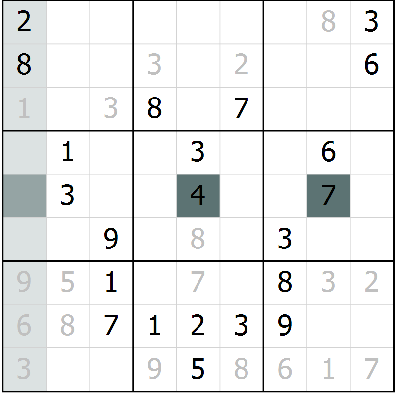 Position des candidats pour la solution de la Gr 7 page 10 du magazine de sudoku Virtuose n° 117