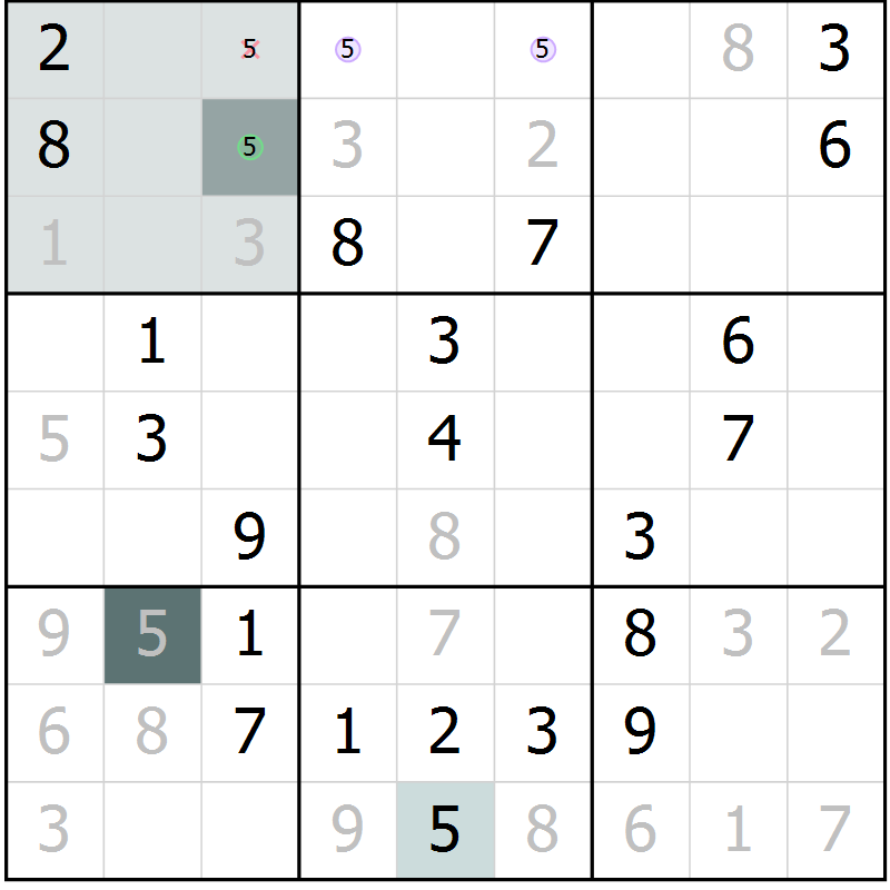 Position des candidats pour la solution de la Gr 7 page 10 du magazine de sudoku Virtuose n° 117