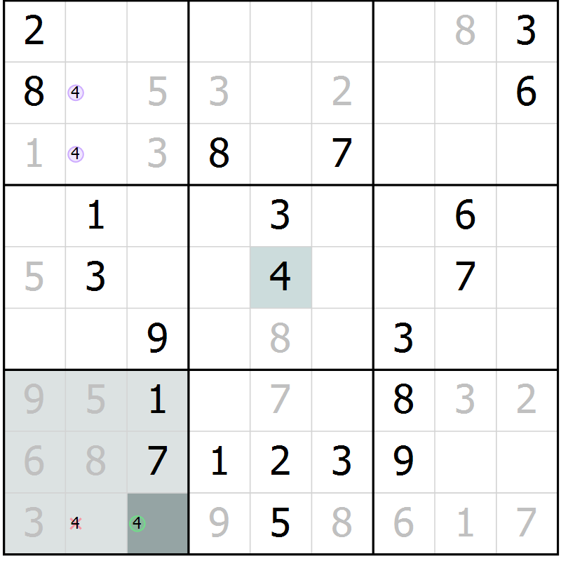 Position des candidats pour la solution de la Gr 7 page 10 du magazine de sudoku Virtuose n° 117