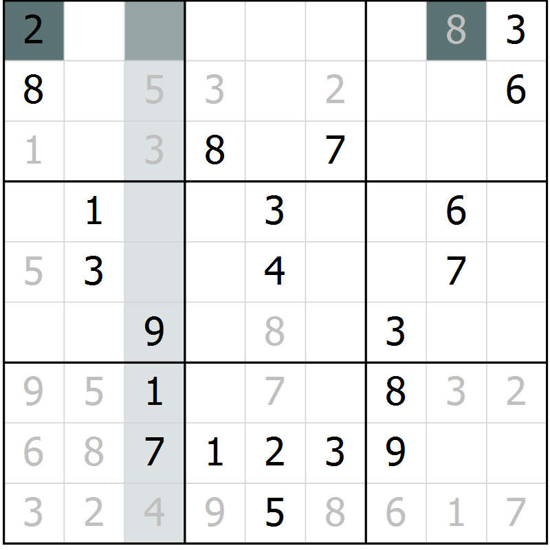 Position des candidats pour la solution de la Gr 7 page 10 du magazine de sudoku Virtuose n° 117