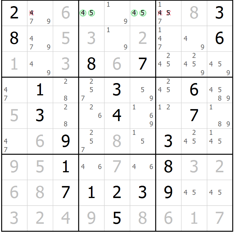 Position des candidats pour la solution de la Gr 7 page 10 du magazine de sudoku Virtuose n° 117