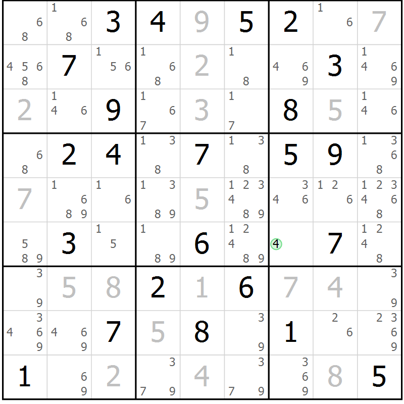 Position des candidats pour la solution de la Gr 70 page 73 du magazine de sudoku Virtuose n° 117