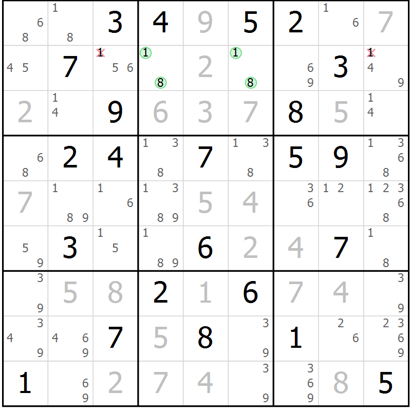 Position des candidats pour la solution de la Gr 70 page 73 du magazine de sudoku Virtuose n° 117