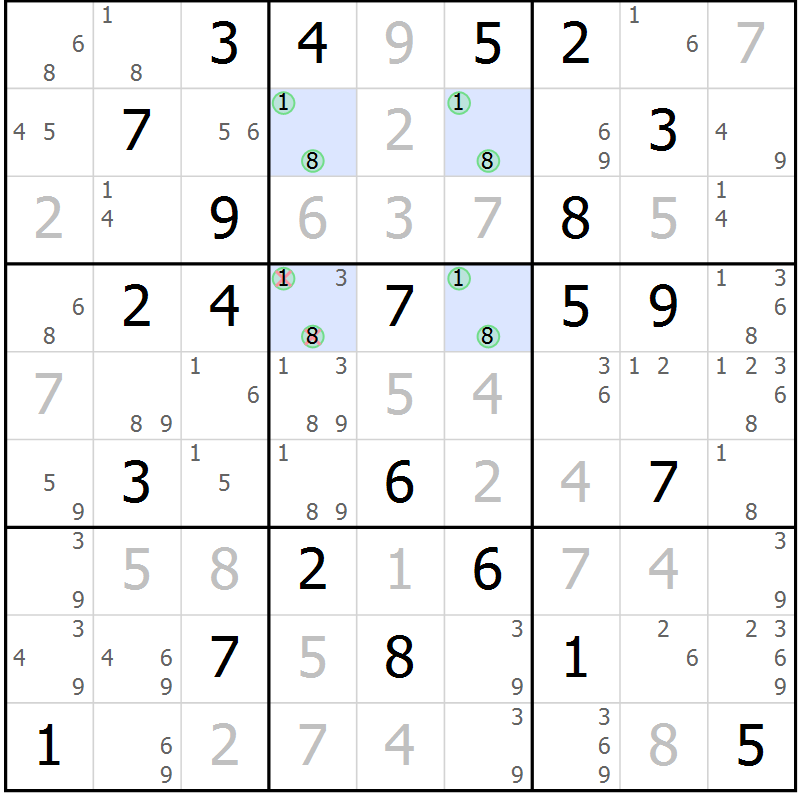 Position des candidats pour la solution de la Gr 70 page 73 du magazine de sudoku Virtuose n° 117
