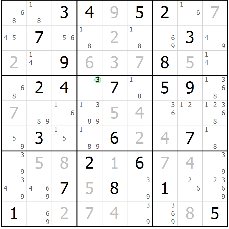 Position des candidats pour la solution de la Gr 70 page 73 du magazine de sudoku Virtuose n° 117