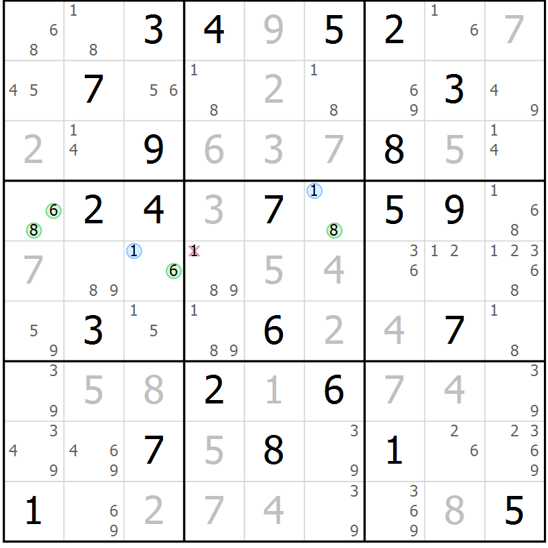 Position des candidats pour la solution de la Gr 70 page 73 du magazine de sudoku Virtuose n° 117
