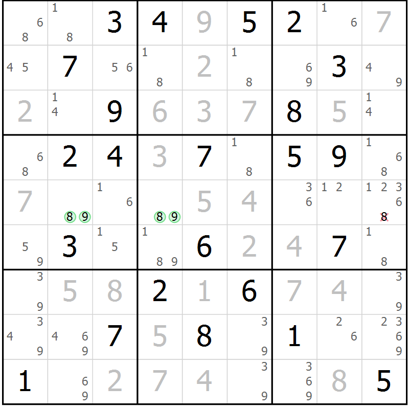 Position des candidats pour la solution de la Gr 70 page 73 du magazine de sudoku Virtuose n° 117