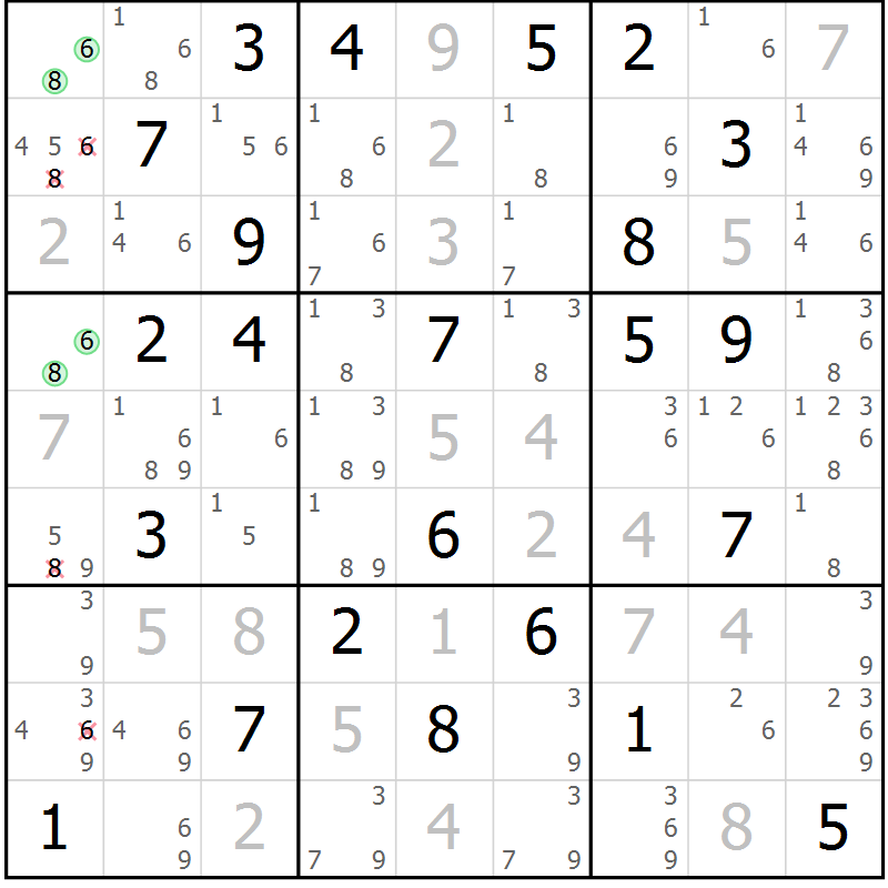 Position des candidats pour la solution de la Gr 70 page 73 du magazine de sudoku Virtuose n° 117