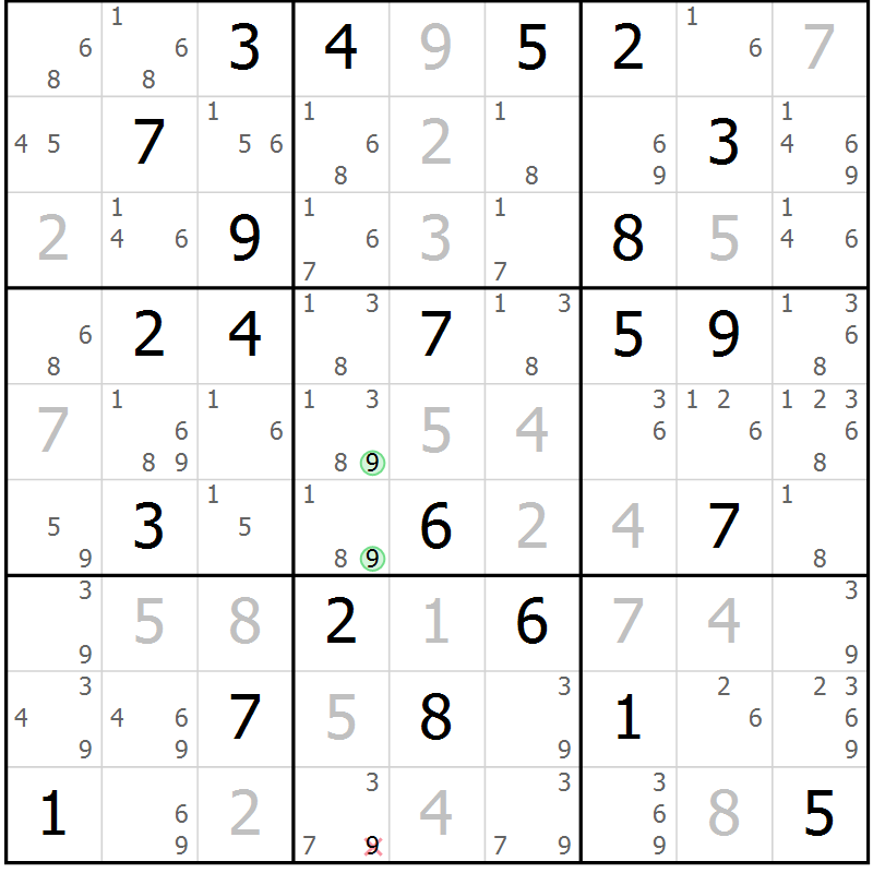 Position des candidats pour la solution de la Gr 70 page 73 du magazine de sudoku Virtuose n° 117