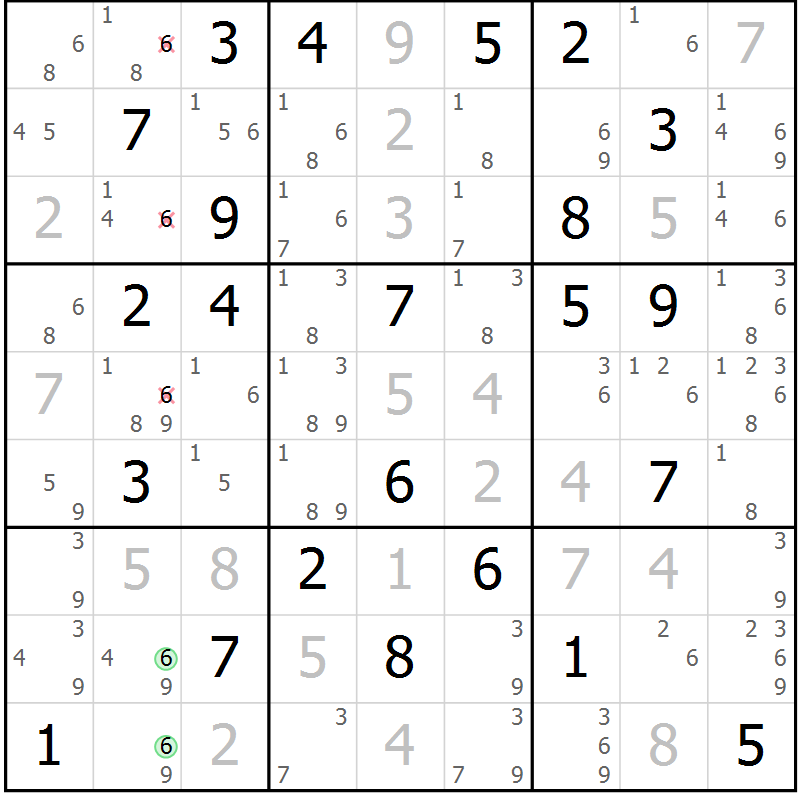 Position des candidats pour la solution de la Gr 70 page 73 du magazine de sudoku Virtuose n° 117