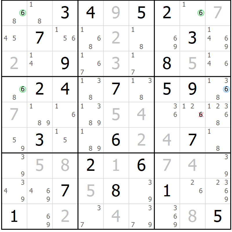Position des candidats pour la solution de la Gr 70 page 73 du magazine de sudoku Virtuose n° 117