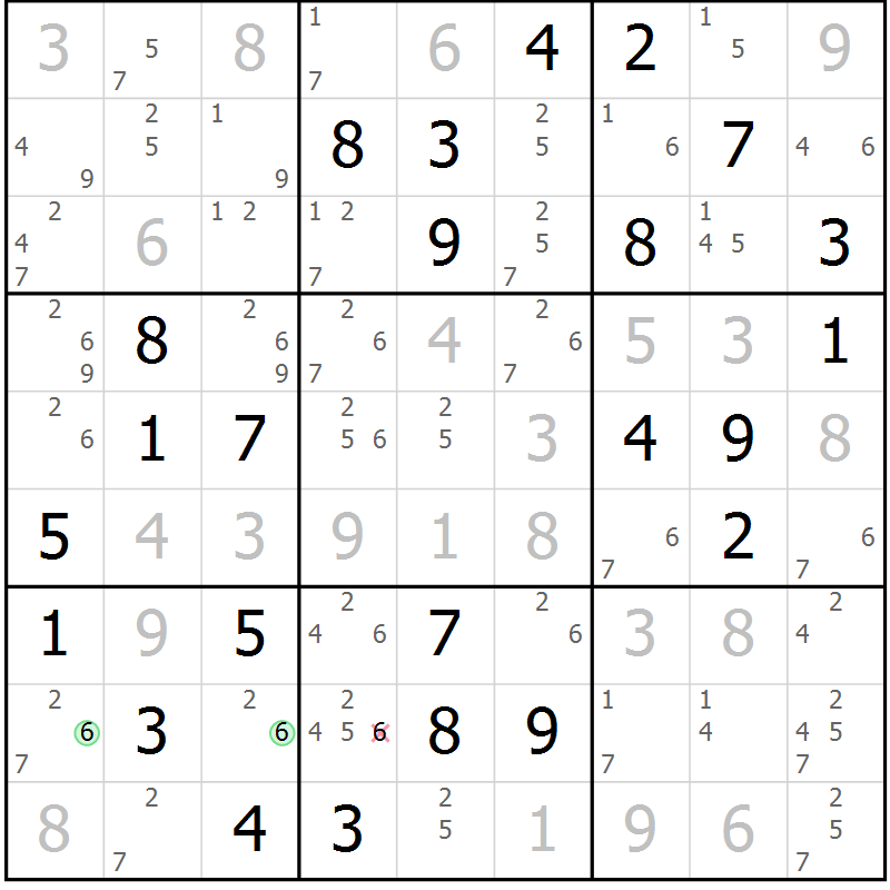 Position des candidats pour la solution de la Gr 71 page 74 du magazine de sudoku Virtuose n° 117