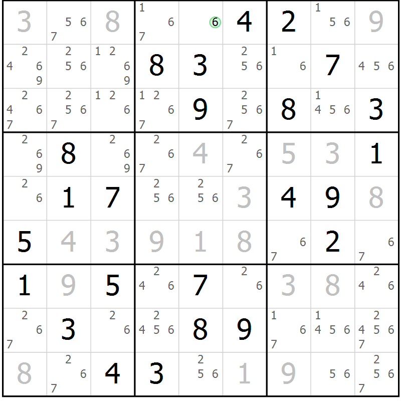 Position des candidats pour la solution de la Gr 71 page 74 du magazine de sudoku Virtuose n° 117