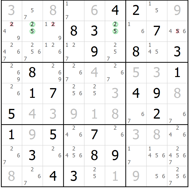 Position des candidats pour la solution de la Gr 71 page 74 du magazine de sudoku Virtuose n° 117