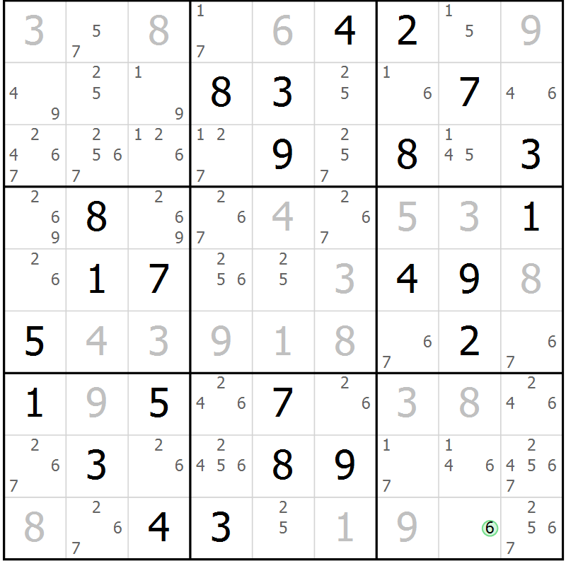 Position des candidats pour la solution de la Gr 71 page 74 du magazine de sudoku Virtuose n° 117