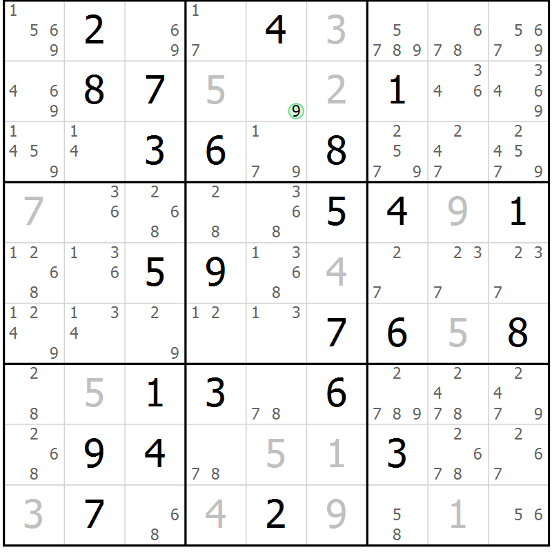 Position des candidats pour la solution de la Gr 73 page 76 du magazine de sudoku Virtuose n° 117