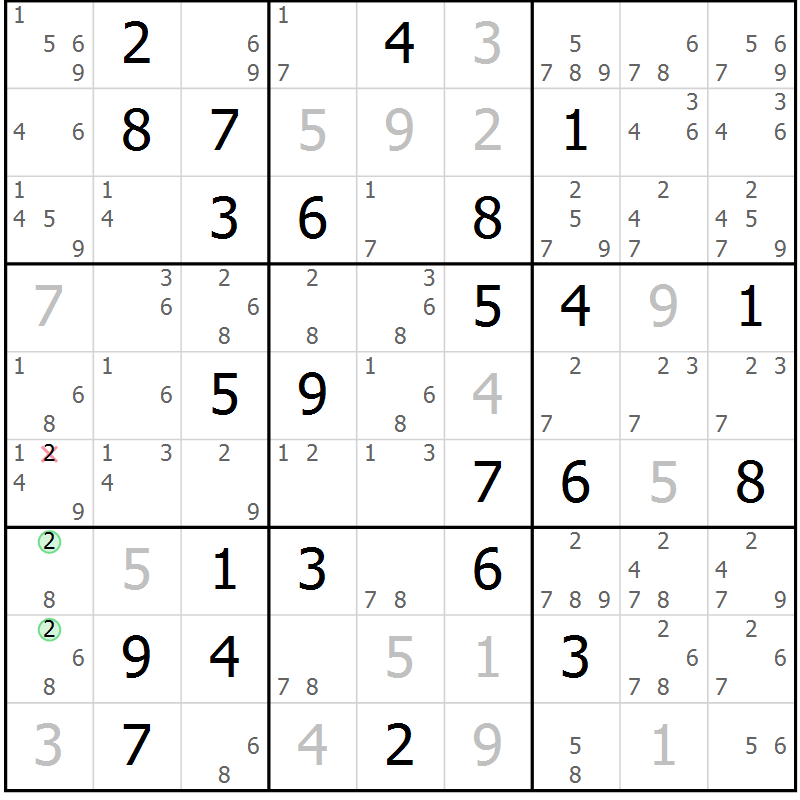 Position des candidats pour la solution de la Gr 73 page 76 du magazine de sudoku Virtuose n° 117